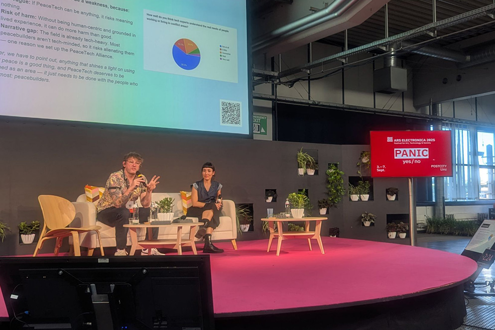 Fernanda Parente and Nathan Coyle speaking at Ars Electronica Festival 2025